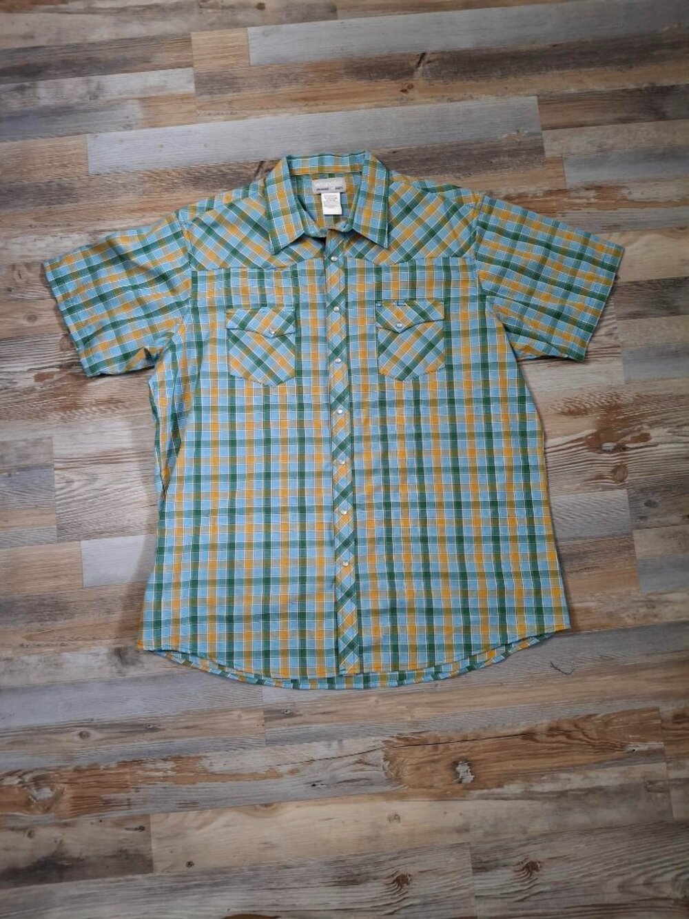 Men's Wrangler Wrancher Pearl Snap Short Sleeve Plaid Western Shirt 2XT